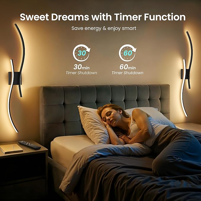 Battery Operated Wall Sconces Set of Two, 10000mAh Rechargeable Modern Wall