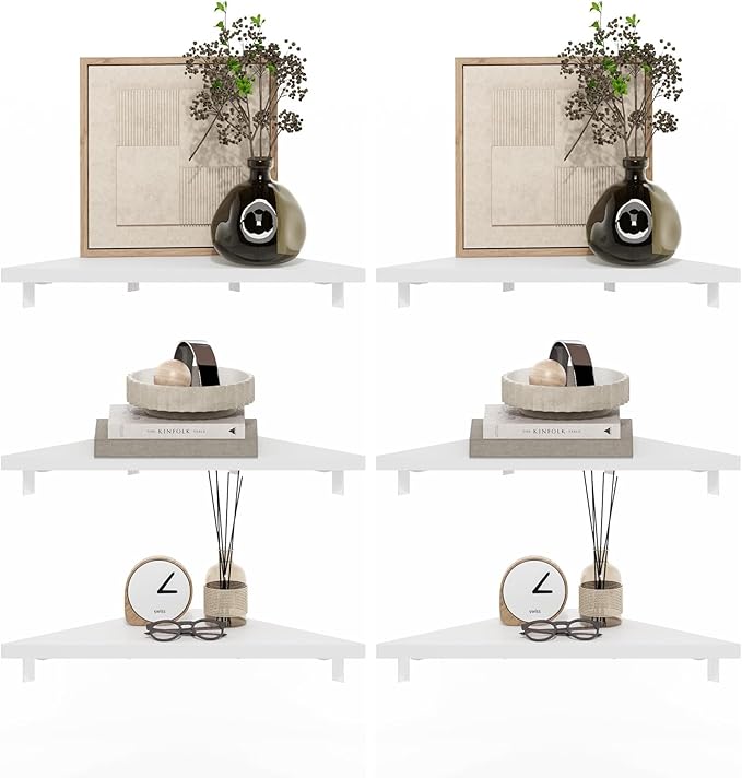 Furinno Rossi Triangle Corner Floating Shelves, Wall Mount Display Shelf