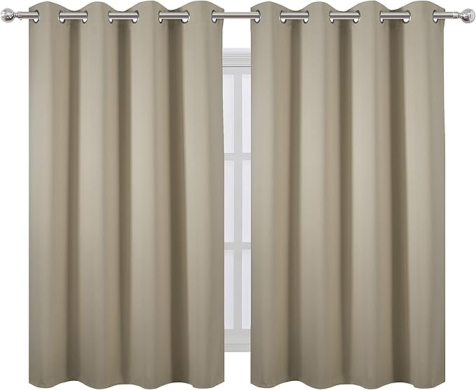 LEMOMO Beige Thermal Blackout Curtains/52 x 54 Inch/Set of 2 Panels Room