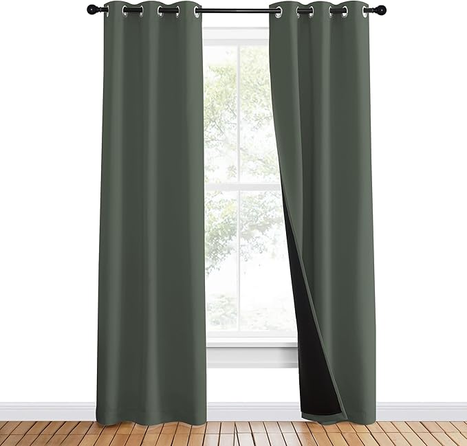 NICETOWN 100% Blackout Curtains 80" Long, Pair of Energy Smart & Noise Blocking
