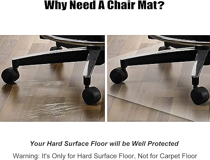 Azadx Office Chair Mat for Hardwood Floor 36 x 48'', Clear Desk Chair Mat for Wood Floor Heavy Duty, Office Mat Plastic Protector for Hard Surface Floors