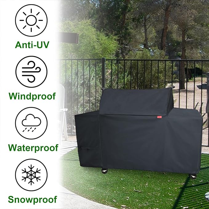 Grill Cover Fits Traeger Woodridge Elite Electric Wood Pellet Grill and Smoker TFC97XLH,Outdoor Full-Length Heavy Duty Waterproof 600D Cover Compared to Traeger BAC776