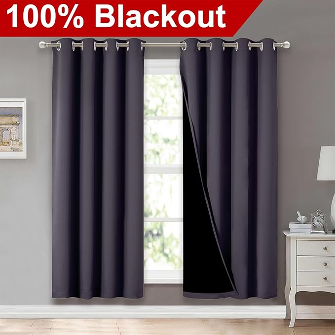 NICETOWN 100% Blackout Window Curtain Panels, 2 Pieces, Full Light Blocking