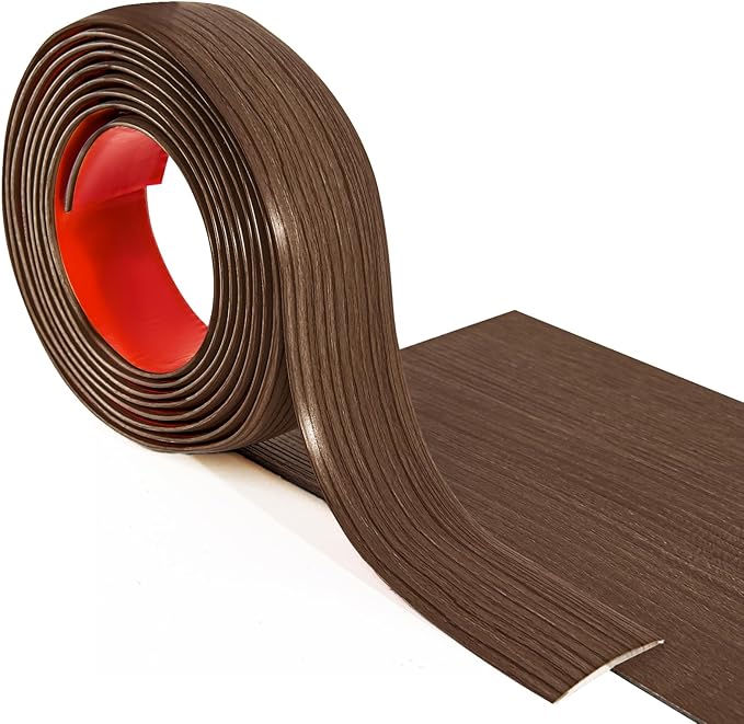 Art3d 4 FT Self Adhesive Vinyl Floor Transition Strip, Laminate Strip Flat Divider for Joining Gaps,Carpet Threshold Transition,Floor Tiles（1.57in, Brown）