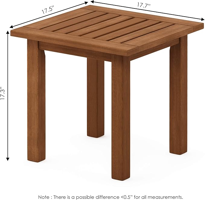 Furinno FG18506 Tioman Hardwood Patio Furniture Outdoor End Table, Natural