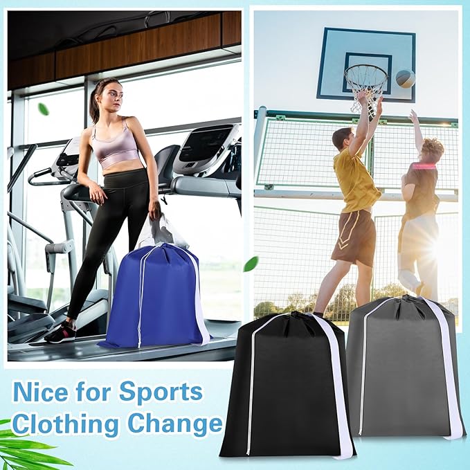 10 Pcs Nylon Extra Large Laundry Bag with Strap Travel Laundry Bags with Drawstring Closure Portable Cloth Bag for College Dorm Apartment Dwellers(Dark Color,24 x 21 Inch)