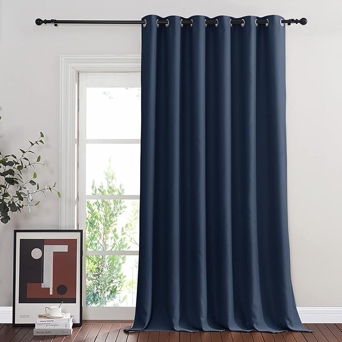 NICETOWN Navy Blue Blackout Room Divider Curtains 90 inch Length, Grommet