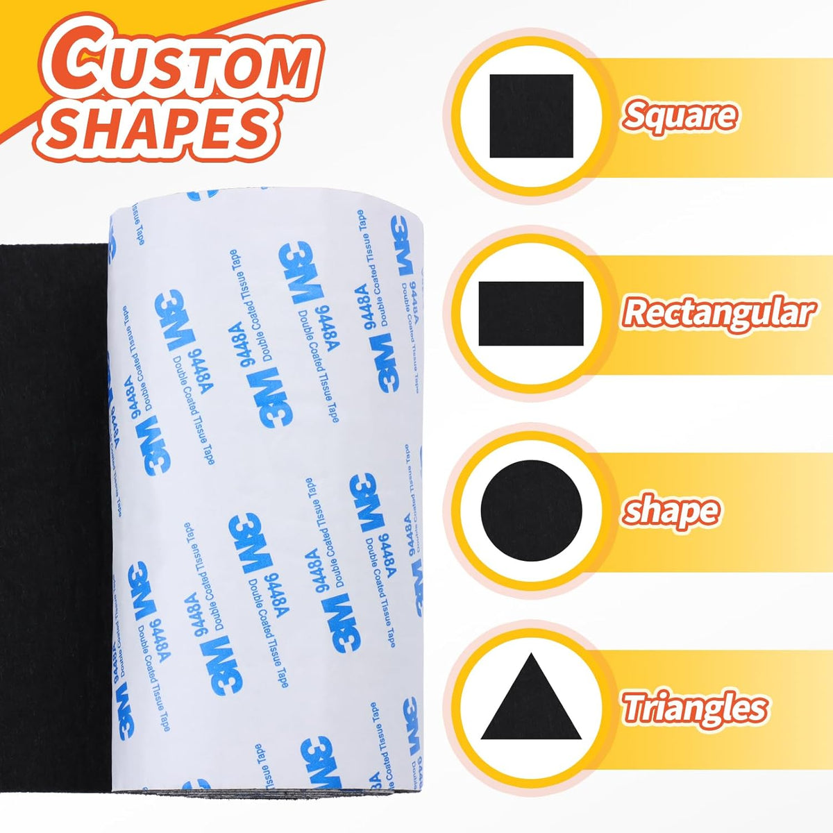 Felt Furniture Pads, Non Slip Self Adhesive Cuttable Furniture Pads Black Heavy Duty Felt Tape Strip Roll for Protecting Hardwood Floors Chair Wall Protector (40 x 5 x 0.12 Inch)