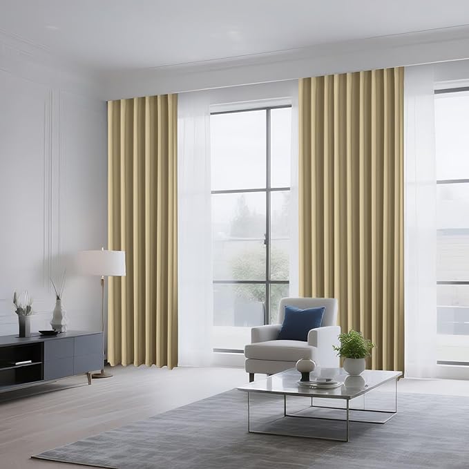 CUCRAF Beige Blackout Curtains 54 inch Length 2 Panels Set, Rod Pocket Room