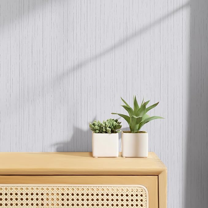 White Grasscloth Peel and Stick Wallpaper A Set of 23.6" X 480" Self-Adhesive