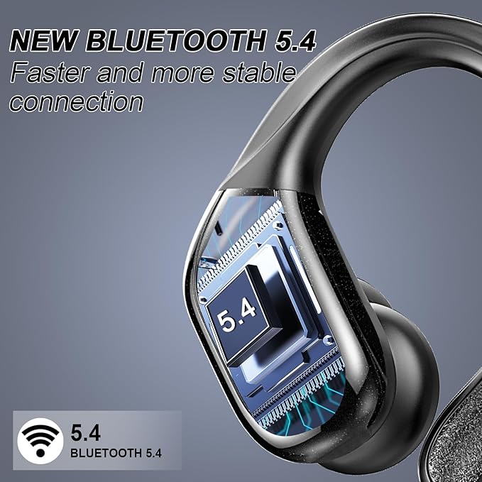 Wireless Earbuds, Sport Bluetooth 5.4 Headphones 2025 New Bluetooth Earbuds with 75Hrs Stereo, 4 ENC Mic, Noise Canceling Over-Ear Buds with Earhooks, IP7 Waterproof Earphones for Workout/Running/Gym