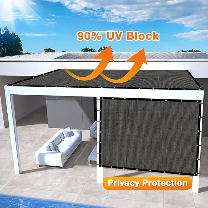 Artpuch Outdoor Pergola Shade Cover 7x17 FT Sun Shade Cloth with Grommets Dark Grey 90% UV Protection Canopy Patio Privacy Screen (Customized Available)