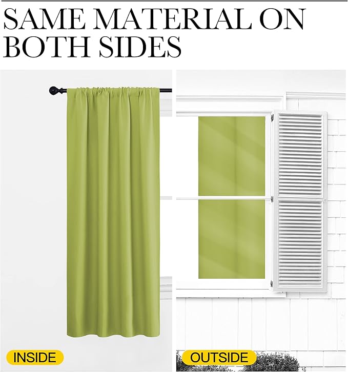 NICETOWN Blackout Curtains for Living Curtains, Fresh Green, 2 Panels, 52 by 95