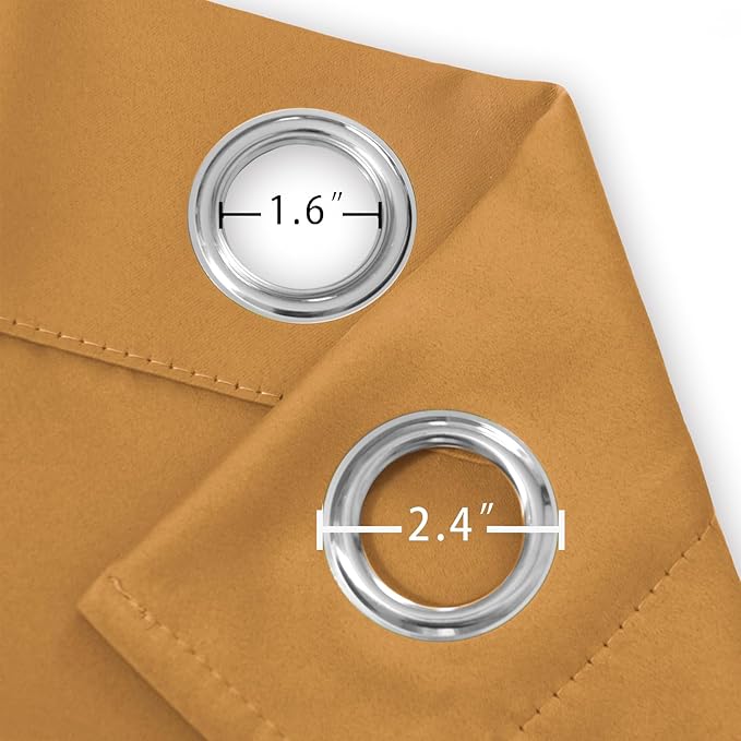 LEMOMO Mustard Yellow Blackout Curtains/38 x 54 Inch/Set of Two Panels Grommet