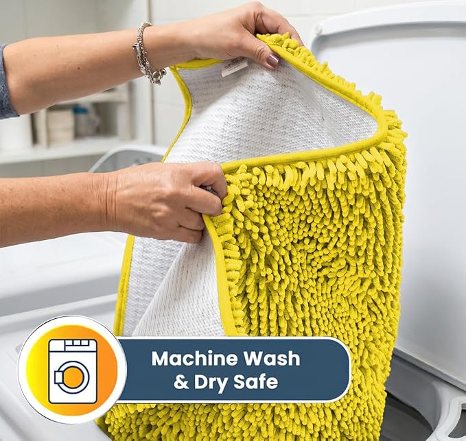 Muddy Mat® | Super Water Absorbent Door Mat Indoor, Microfiber Quick Dry Chenille Entryway Rug,Slip Resistant Front Door Mat,Indoor Mats for Entryway,Machine Washable Pet Rug, Lemon Yellow 3ft x 3ft