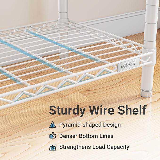 VIPEK V1 Wire Garment Rack 4 Tiers Heavy Duty Clothes Rack for Hanging Clothes Freestanding Closet Clothing Rack with 4 Adjustable Shelves, 35.4" L X 15.7" W X 70.9" H, Max Load 500LBS, White