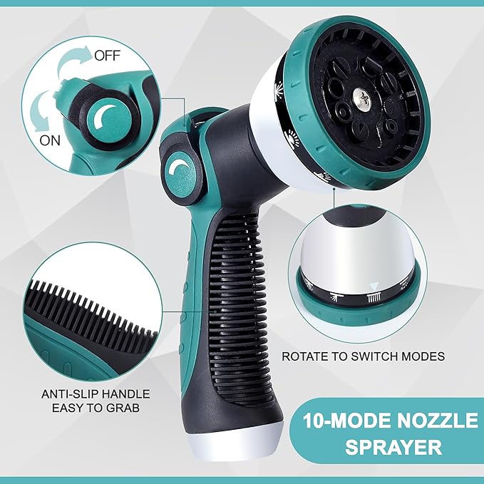 75FT Garden Hose, Stainless Steel Water Hose, Metal Hose Flexible with a 10-Mode Nozzle Sprayer, No Kink, Lightweight, Puncture Proof, Ideal for Yard, Lawn, Outdoor, 5/8'' Outside Diameter