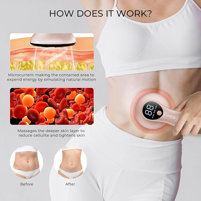 Depsoul Cellulite Massage Tool - 3 Modes 10 Levels Electric Cellulite Body Massager Machine, Skin Tightening Device with Heating Function for Home Use on Belly, Arm, Waist, Leg, Buttocks, Back