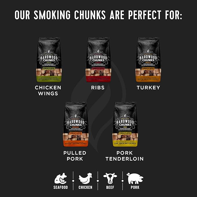 Fire & Flavor Cherry Wood Chunks for Smoking and Grilling - All-Natural, Long-Lasting with a Mildly Sweet Flavor - Large Chunk Wood Chips for Smokers,Red
