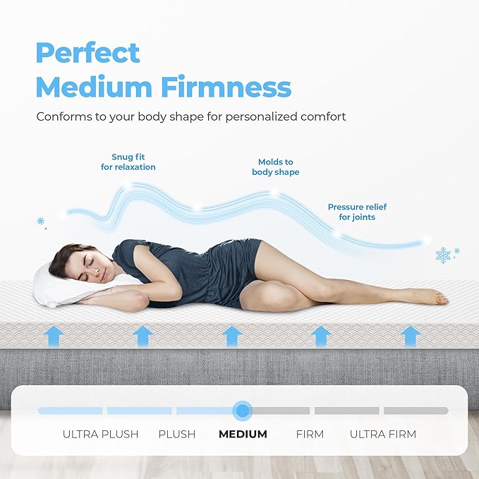 Neo Sleep 10 Inch Twin Cooling Gel Memory Foam Medium Firm Mattress Cool Sleep Pressure Relief CertiPUR-US Certified Foam, Mattress-in-a-Box Kids and Adults No Fiberglass (Twin, 10 in)