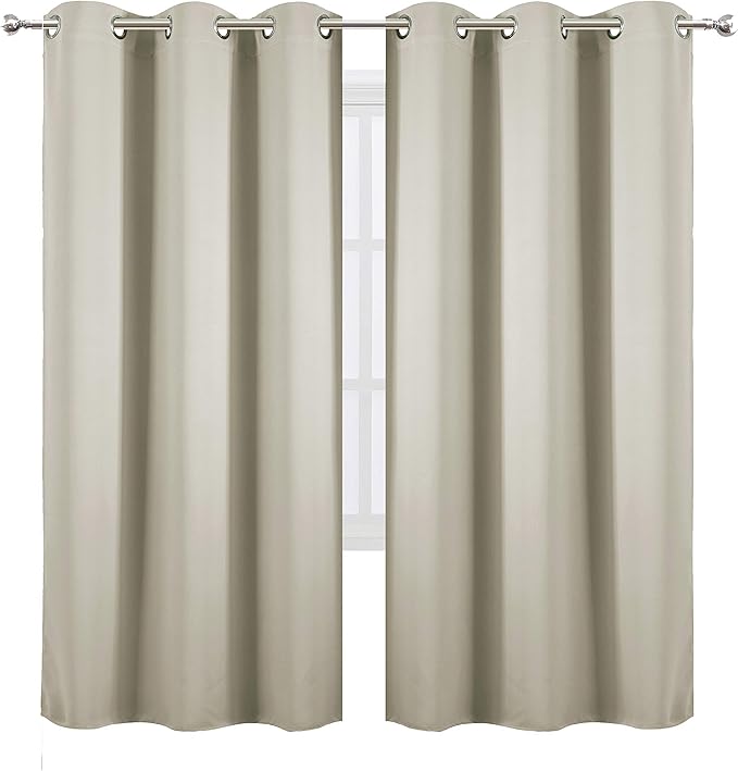 LEMOMO Light Beige Thermal Blackout Curtains/42 x 72 Inch/Set of 2 Panels Room