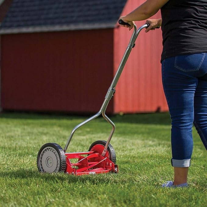 Great States 304-14 14-Inch 5-Blade Push Reel Lawn Mower, Red