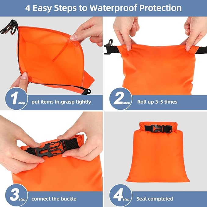 6PCS Dry Bags Waterproof, Lightweight Dry Bags for Kayaking Waterproof，Outdoor Waterproof Bag for Kayaking Hiking Boating Camping