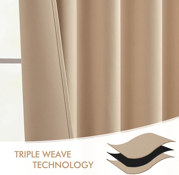 MIULEE Back Tab Beige Curtains 84 Inch Length 2 Panels Set