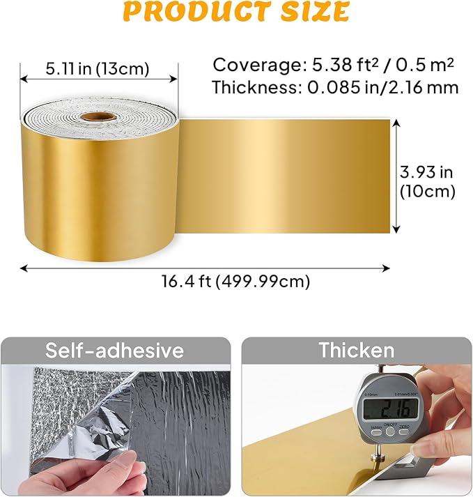 Self-Adhesive Wall Trim with Mirror Finish, 3.93" x 196.8" Peel and Stick