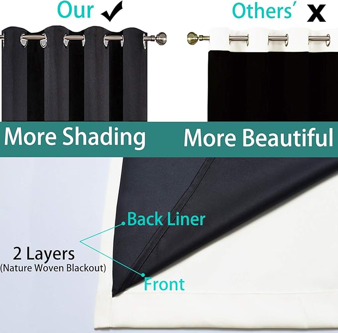 Yakamok Extra Wide 100% Blackout Full Shading Curtains