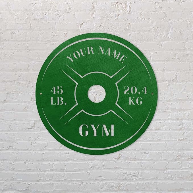 Personalized Home Gym LED Tin Metal Sign Multiple Sizes, Weight Lifting Exercise Workout Room Training Fitness Center Motivational Inspirational Quotes Decor Wall Art Hanging Accessories (08 w/o LED)