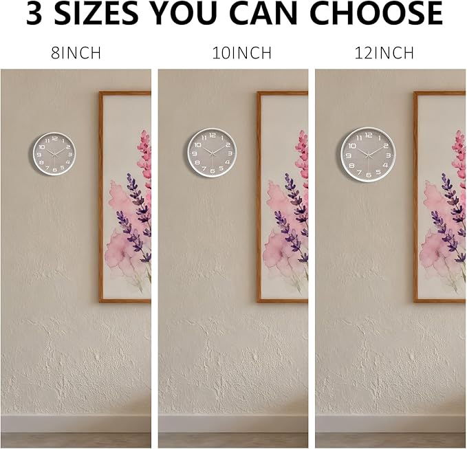 Silent Wall Clock with Large Numbers, 10 Inch Battery Operated Analog Clock