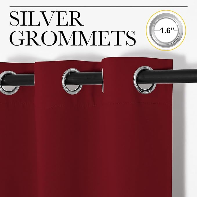 NICETOWN Burgundy Red Blackout Curtains 102 inches Length