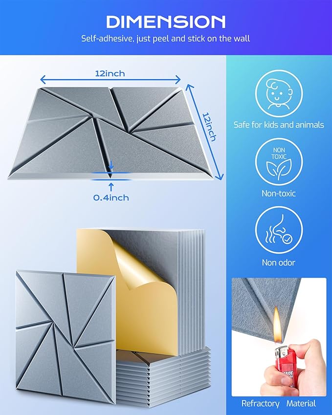 12 Pack Acoustic Panels, Sound Proof Foam Panels