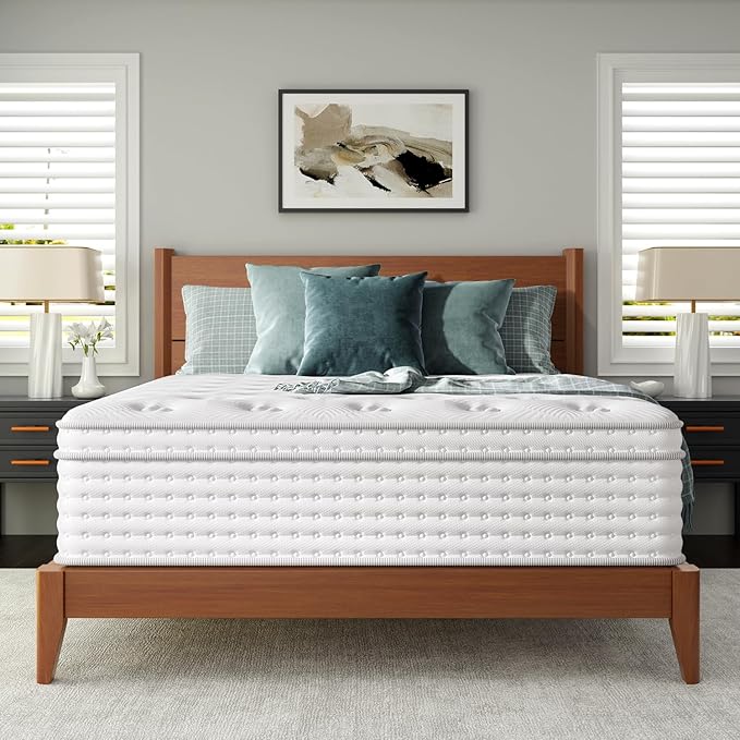 FP FLEXPEDIC Firm Queen Mattress, 12 Inch Cooling Gel Memory Foam Mattress, Breathable Hybrid Pocket Spring 7-Zone Mattress, Pressure Relief, Fiberglass-Free & CertiPUR-US, No Odor, 365 Night Trial