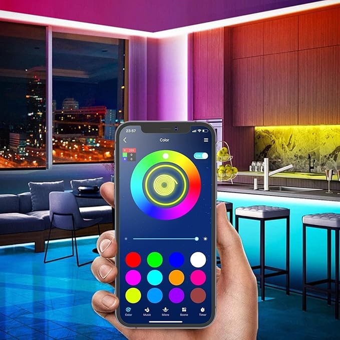 Tenmiro 32.8ft LED Strip Lights, RGB LED Smart Music Sync Color Changing LED