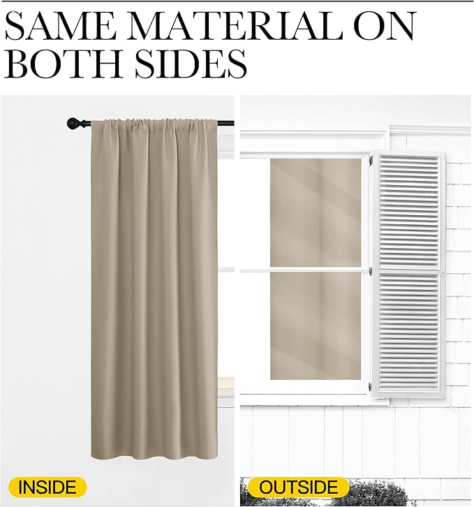 NICETOWN 2 Panels Blackout Curtains, Rod Pocket Thermal Insulated Drapes 84