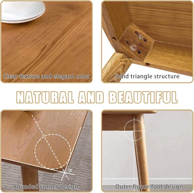 47" Dining Table Kitchen Table Dining Room Table Small Kitchen Table for Small Spaces Table Modern Home Furniture Dinner Table Rectangular (Natural)