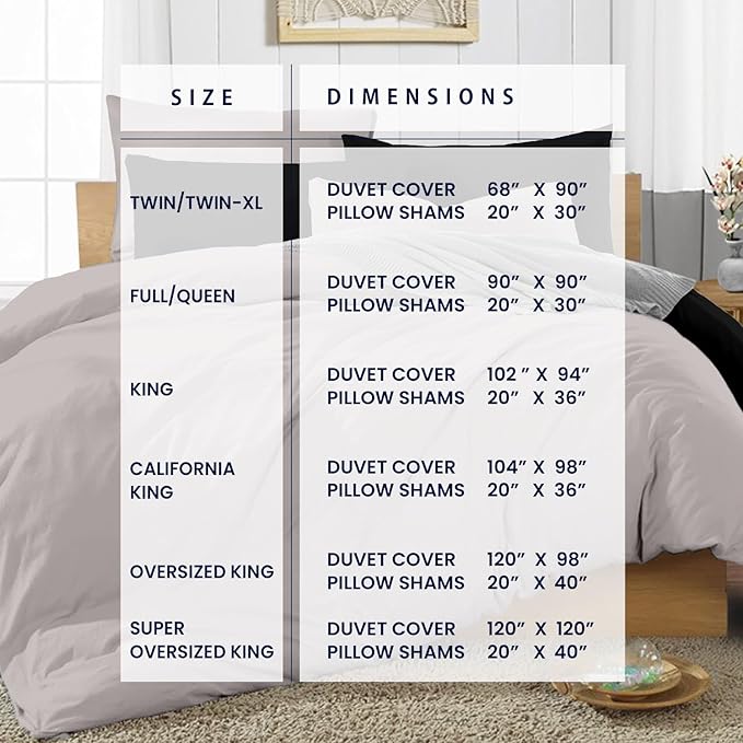 Kotton Culture 120"x120" 3 Pc Super King Plus/Super Oversize King Duvet Cover Set 100% Egyptian Cotton - 600 TC, Zipper Closure & Corner Ties - Fits Only Extra Large Inserts - Night's Shadow