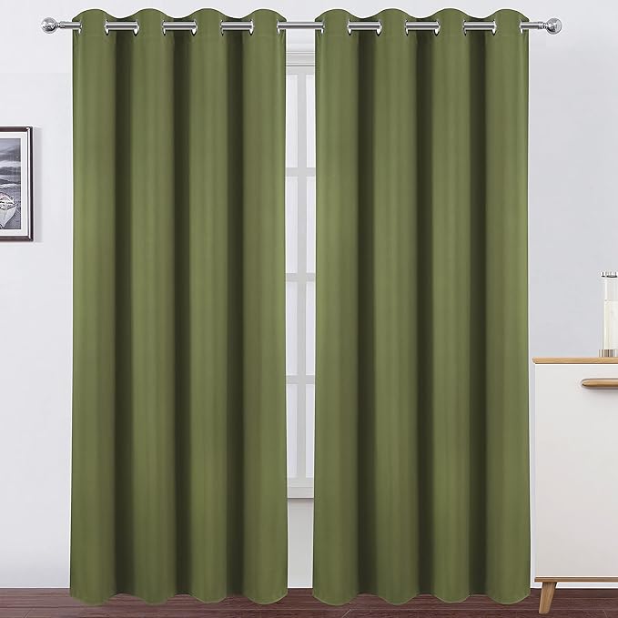 LEMOMO Olive Blackout Curtains/52 x 95 Inch/Set of 2 Panels Thermal Insulated