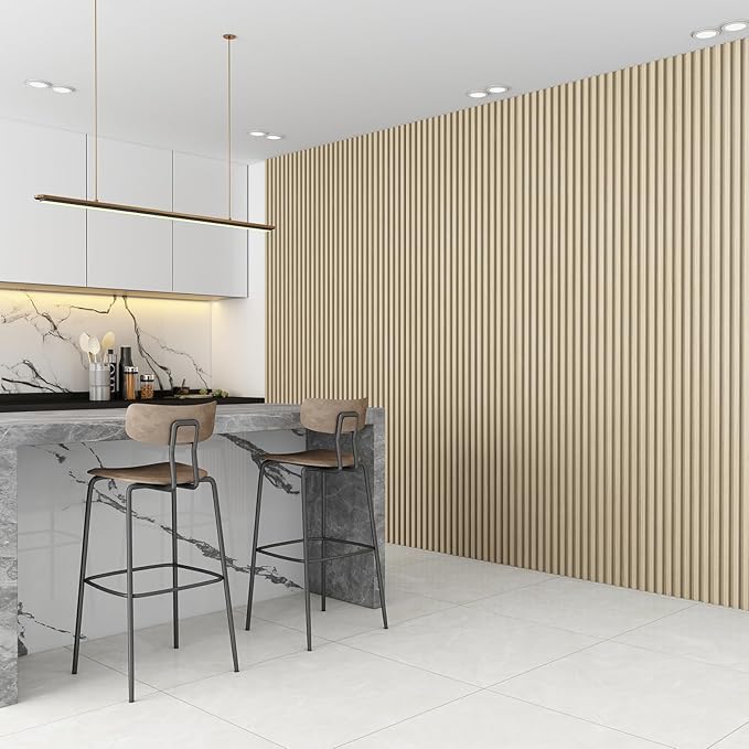 8-Pack WPC Wall Panels 108’’ x 6.1’’ 3D Slat Wall Panel Acoustic Wall Paneling