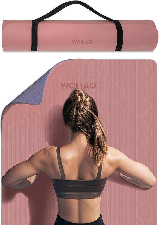 Extra Thick 8mm Yoga Mat, 72"x28" Non Slip Exercise Mat, Reversible 2-Sided Dual Color Premium POE Material, with Carrying Strap for Yoga, Pilates, Home Gym