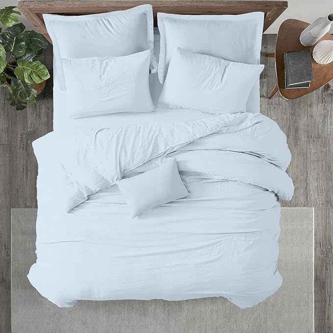 Kotton Culture 3 Pc Queen Size Duvet Cover Set -100% Egyptian Cotton Sateen 600 Thread Count Ultra Soft Premium Durable Comforter Cover Zipper Closure & Corner Ties (Blue Sky, Queen/Full 90" X 90")