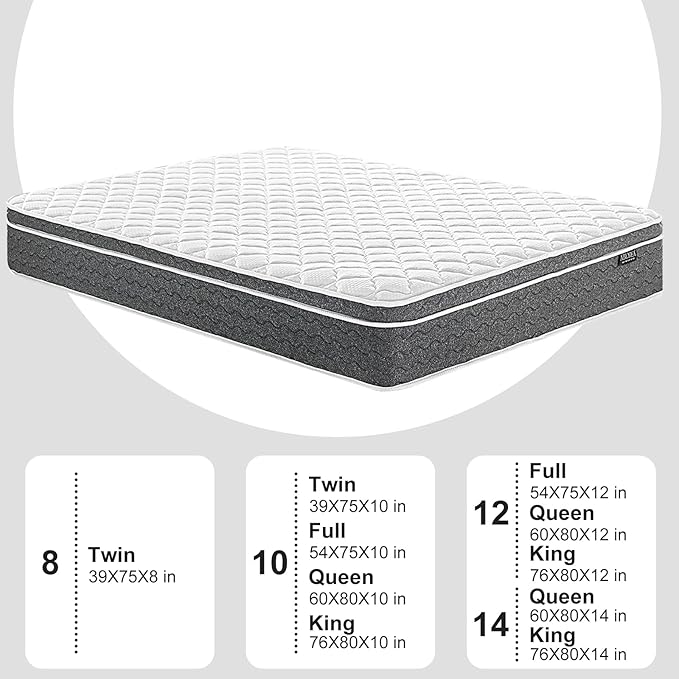 Queen Mattress 10 Inch Queen Mattress in a Box - Memory Foam & Individually Pocket Coils Springs | Pressure Relief | Motion Isolation, Edge Support | CertiPUR-US Certified | Medium Firm
