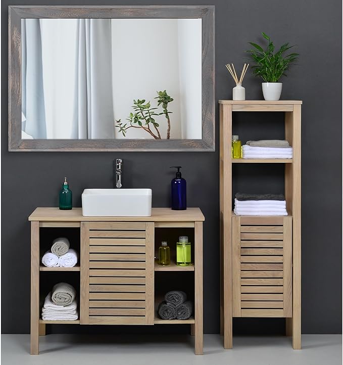 AAZZKANG Wooden Mirror Rectangle Rustic Mirrors