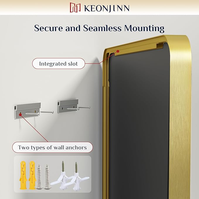 Keonjinn Brushed Gold Bathroom Mirror 72” x 36” Large Gold Bathroom Vanity