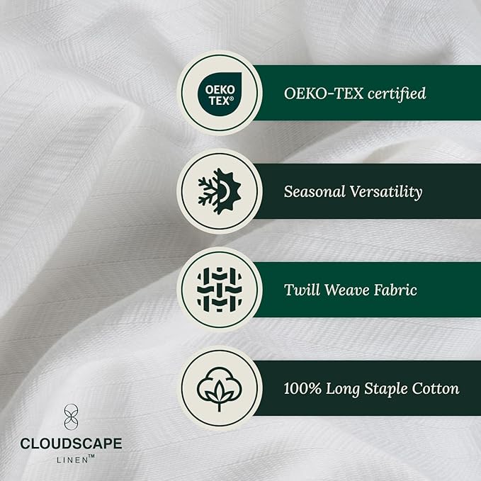 Cloud Scape Linen 100% Cotton Queen Size Blanket, Herringbone Pattern, Lightweight Summer Blanket,Best Gifts for Women, fits Full Size Bed, 92 x 92, White