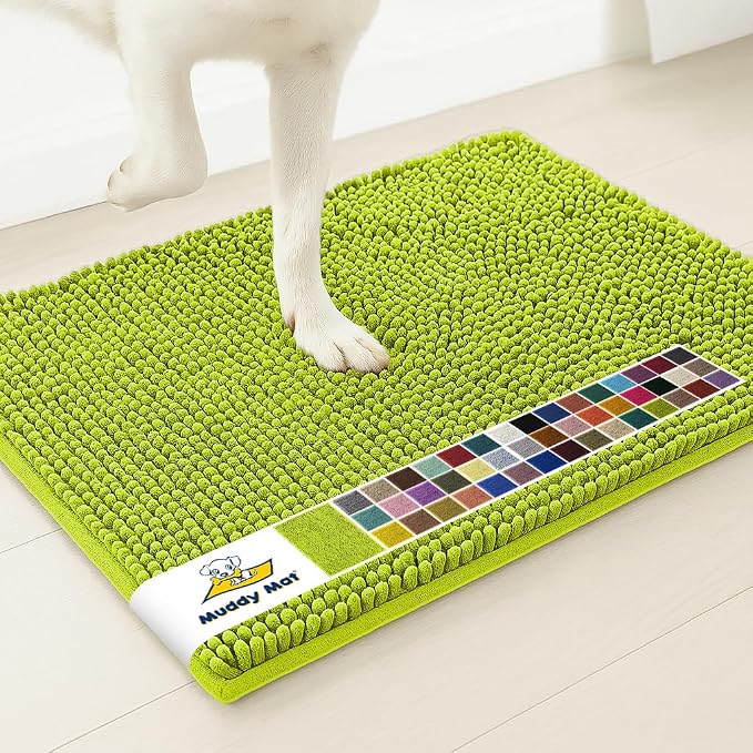 Muddy Mat® | Super Water Absorbent Door Mat Indoor, Microfiber Quick Dry Chenille Entryway Rug,Slip Resistant Front Door Mat,Indoor Mats for Entryway,Machine Washable Pet Rug, Spring Green 32" x 40"