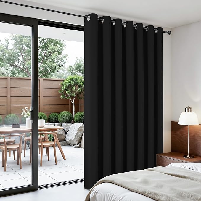 Joydeco Blackout Patio Sliding Door Curtains 84 Inches Long, Grommet Privacy