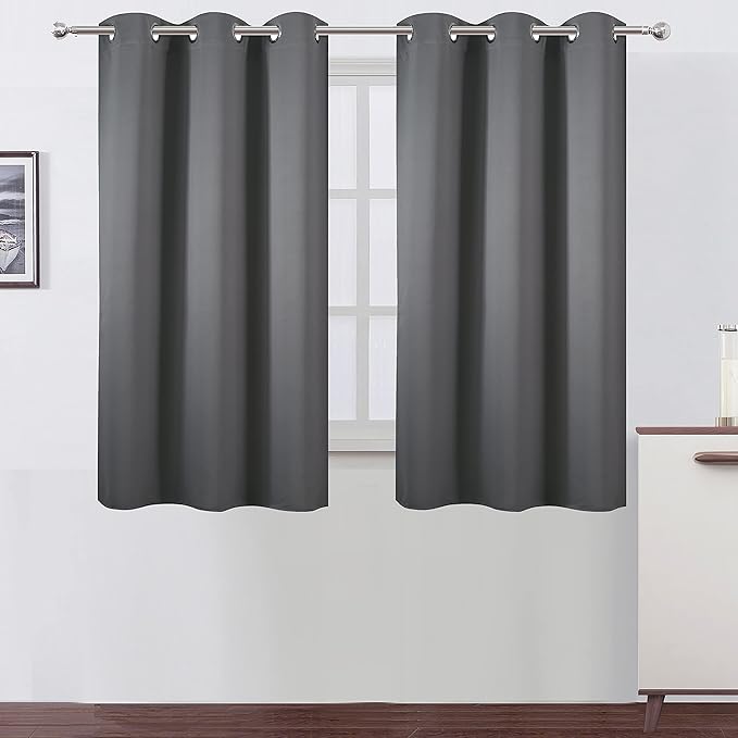 LEMOMO Grey Blackout Curtains 34 x 54 Inch Length/Set of 2 Curtain